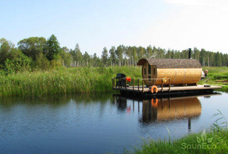 Three Room Barrel Wooden Sauna from Sauneco