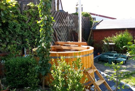 Large wooden hot tub from Sauneco