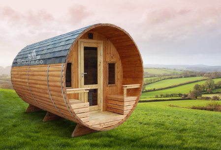 Two Room Barrel Sauna from Sauneco