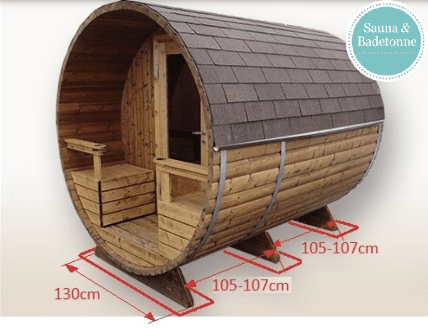 Bambino 2,7m– praktische und kompakte Fasssauna (Saunaraum und Terrasse) – Bild 20