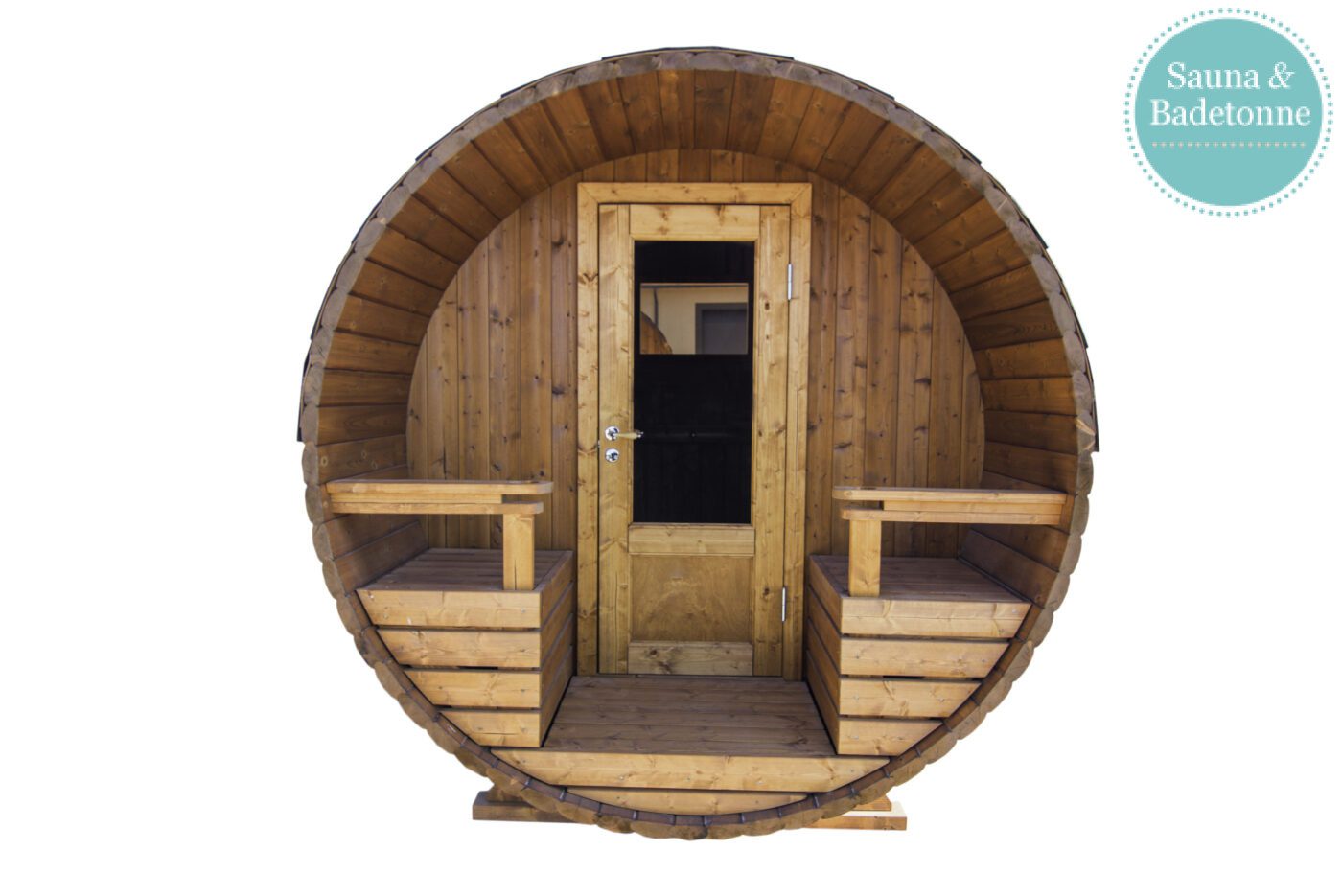 Bambino 2,7m– praktische und kompakte Fasssauna (Saunaraum und Terrasse) – Bild 22