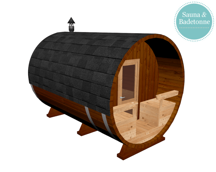 Bambino 2,7m– praktische und kompakte Fasssauna (Saunaraum und Terrasse) – Bild 23